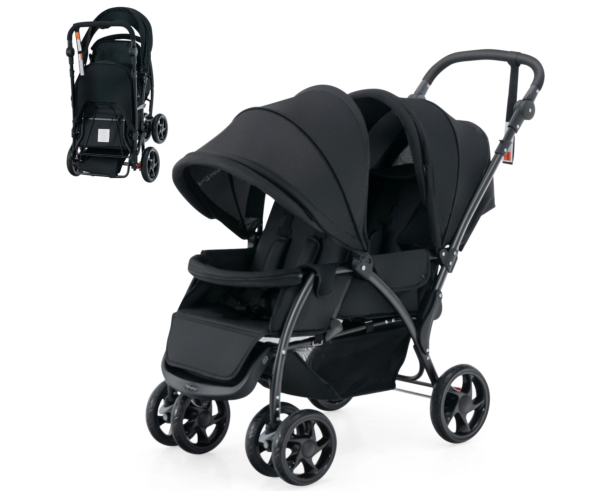 Giantex Foldable Double Seat Baby Pram Toddler Stroller w/ Backrest Footrest