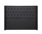 Foret Bed Head Double Size Headboard Bedhead Frame Base Stud Tufted Fabric Black