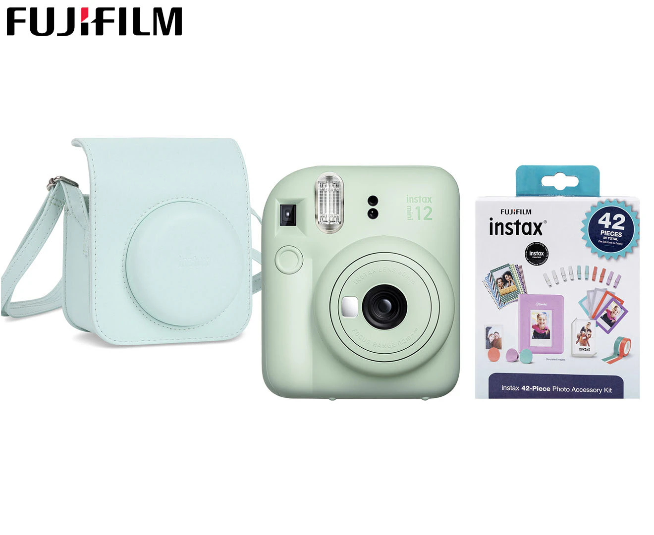 Fujifilm Instax Mini 12 Instant Camera, Case & Accessory Kit - Mint Green