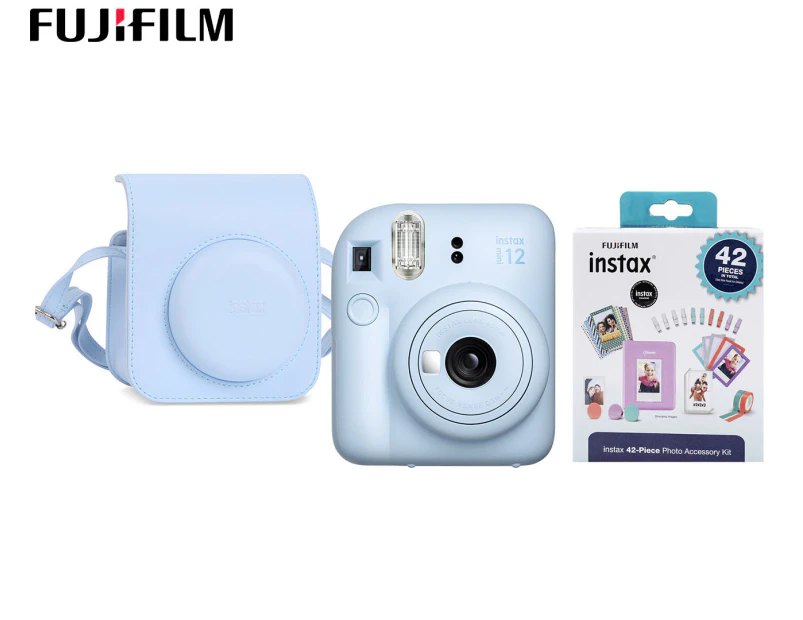 Fujifilm Instax Mini 12 Instant Camera, Case & Accessory Kit - Pastel Blue