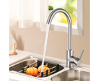 Brushed Nickel Kitchen Sink Mixer Tap Classic Gooseneck Swivel Spout Brass Laundry Sink Kitchen Faucets Hot Cold mixer