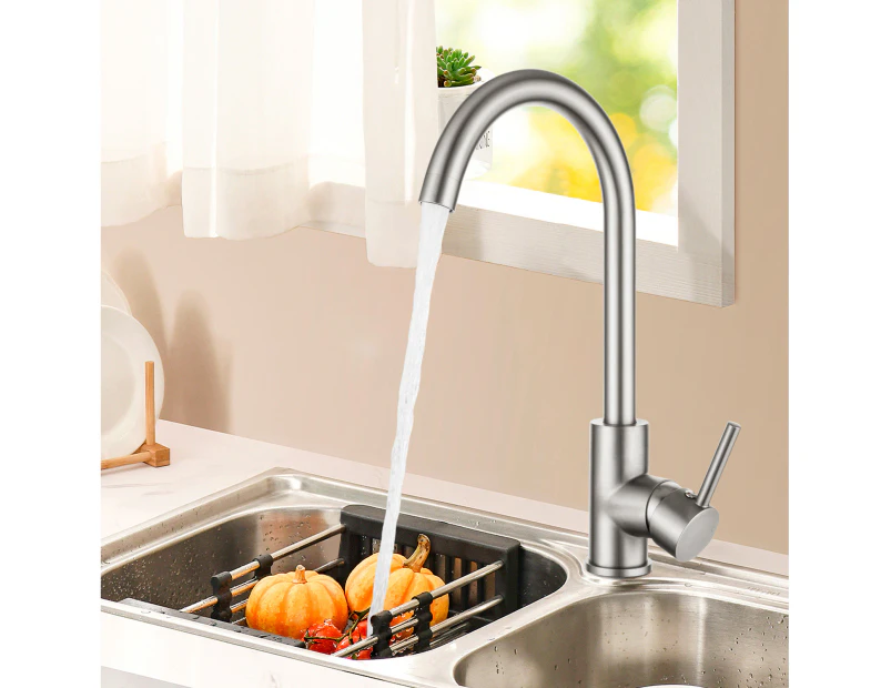 Brushed Nickel Kitchen Sink Mixer Tap Classic Gooseneck Swivel Spout Brass Laundry Sink Kitchen Faucets Hot Cold mixer