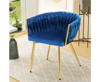 Artiss Dining Chair Velvet Weaving Armchair Blue