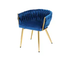 Artiss Dining Chair Velvet Weaving Armchair Blue