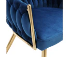 Artiss Dining Chair Velvet Weaving Armchair Blue