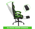 Advwin Gaming Chair 135° Tilt Recliner with Footrest Ergonomic Office Chair Green/Black