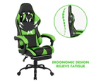 Advwin Gaming Chair 135° Tilt Recliner with Footrest Ergonomic Office Chair Green/Black