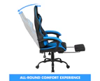 Advwin Gaming Chair 135° Tilt Recliner with Footrest Ergonomic Office Chair Blue/Black