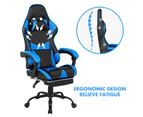 Advwin Gaming Chair 135° Tilt Recliner with Footrest Ergonomic Office Chair Blue/Black