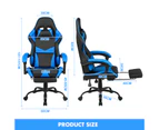 Advwin Gaming Chair 135° Tilt Recliner with Footrest Ergonomic Office Chair Blue/Black