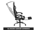 Gaming Desk RGB LED Light & Gaming Chair with Footrest and Headrest Tilt 135° Black/White