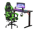 Gaming Desk 120cm & Gaming Chair with Headrest Tilt 135° Green