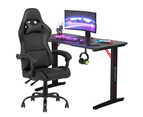 Gaming Desk 120cm & Gaming Chair with Headrest Tilt 135° Black