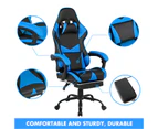 Gaming Desk RGB LED Light & Gaming Chair Tilt 135°with Footrest Blue