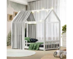 Oikiture Kids Bed Frame With Single Mattress Set House Frame White