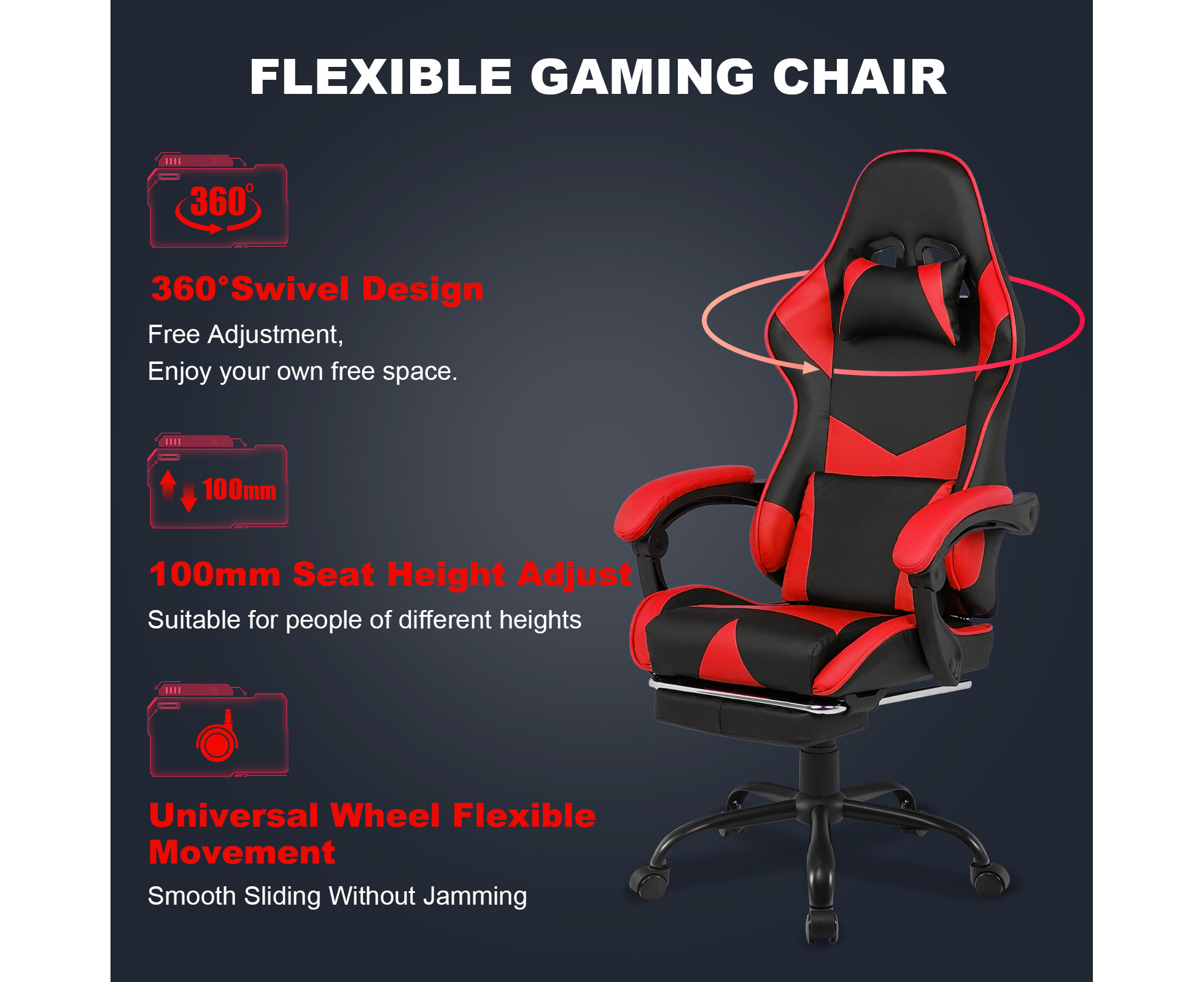 Ufurniture Gaming Chair Ergonomic 135 Racing Recliner Office