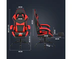 Ufurniture Gaming Chair Ergonomic 135°Racing Recliner Office Computer Extra Large Pillow Seat with Footrest Red