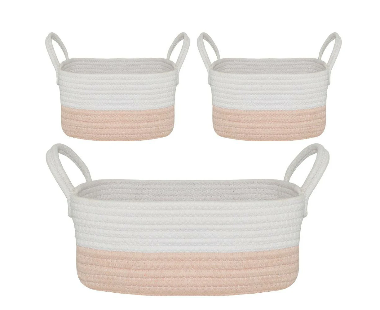 Living Textiles | 3pc Storage Set - Blush/white