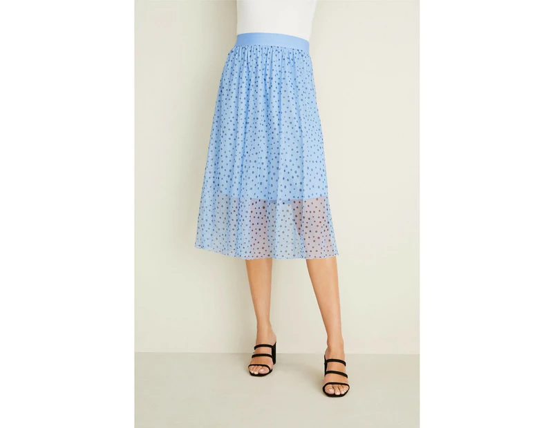 Urban - Womens Skirts -  Dotty Flowy Midi Skirt - Blue Spot