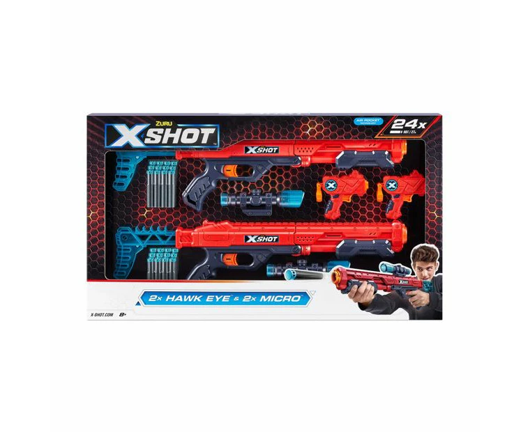 X-Shot Excel Double Hawk Eye Blaster Double Micro Blaster Combo Pack (24 Darts) by ZURU