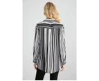 European Collection - Womens Tops -  Striped Shirt - Black/White