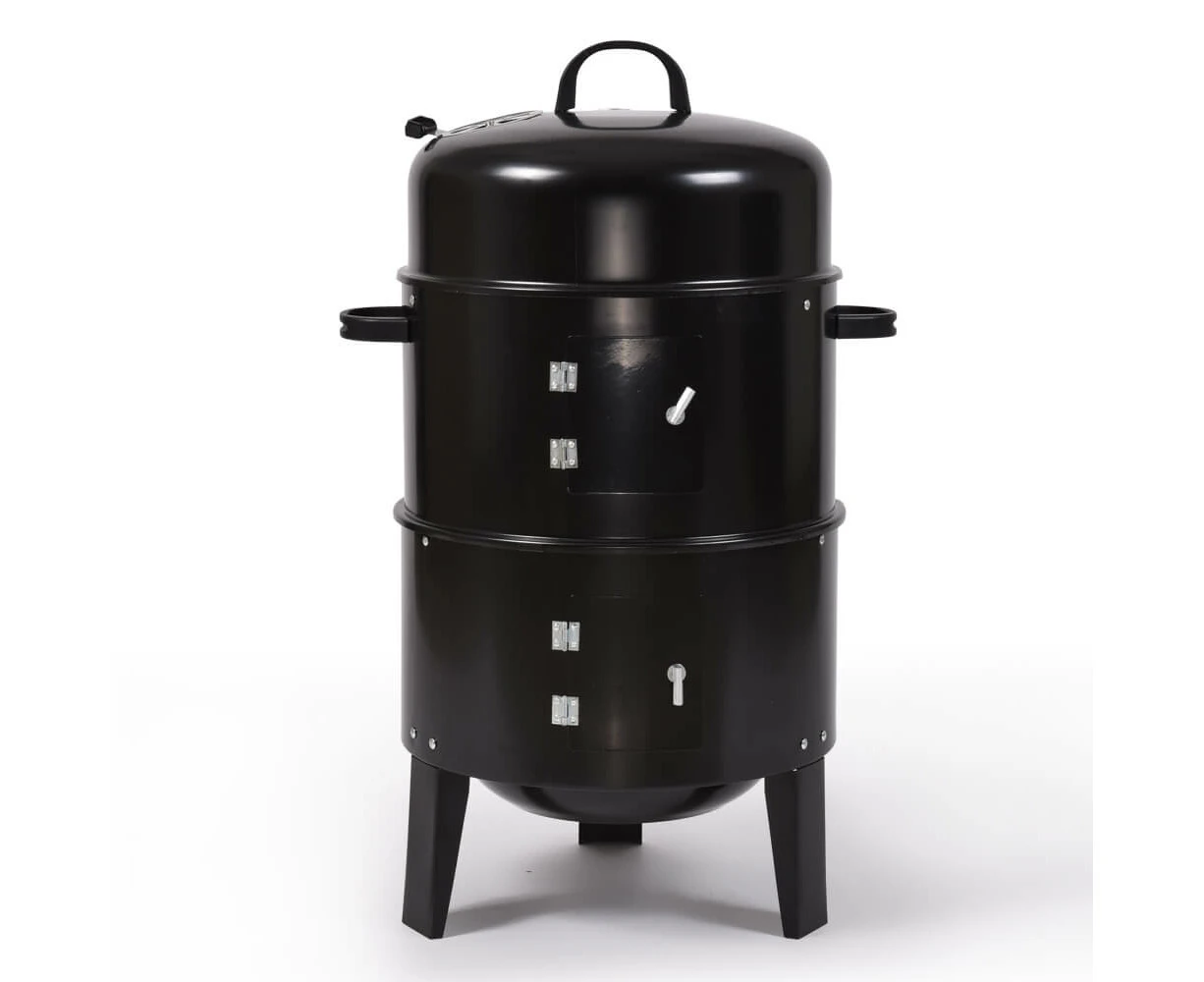 3 in 1 Charcoal Vertical Smoker BBQ Grill Roaster Portable Outdoor Steel Steamer