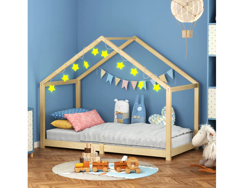 ALFORDSON Kids Bed Frame Wooden Timber Single House Frame Candice Oak