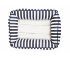 Mog & Bone Bolster Dog Bed Navy Hampton Stripe Print Small