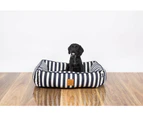 Mog & Bone Bolster Dog Bed Navy Hampton Stripe Print Small