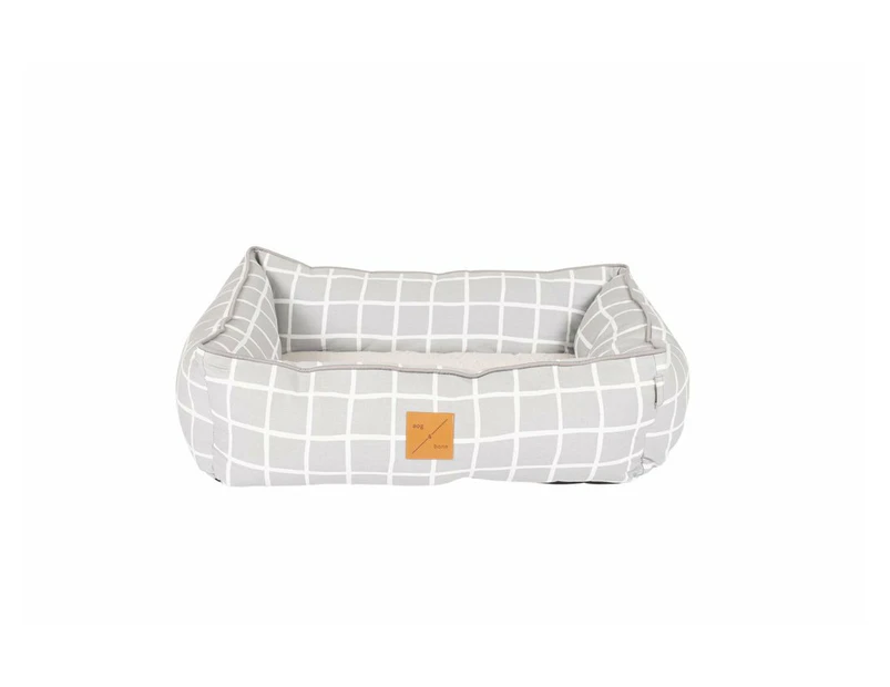 Mog & Bone Bolster Dog Bed Grey Check Print Large