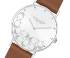 Coach Women's 36mm Perry Leather Watch - Brown/Silver White