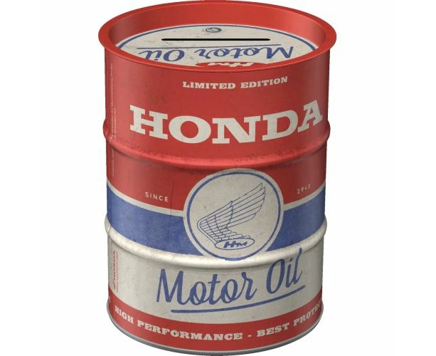 Honda German Made Tin Money Box Oil Barrel Shaped