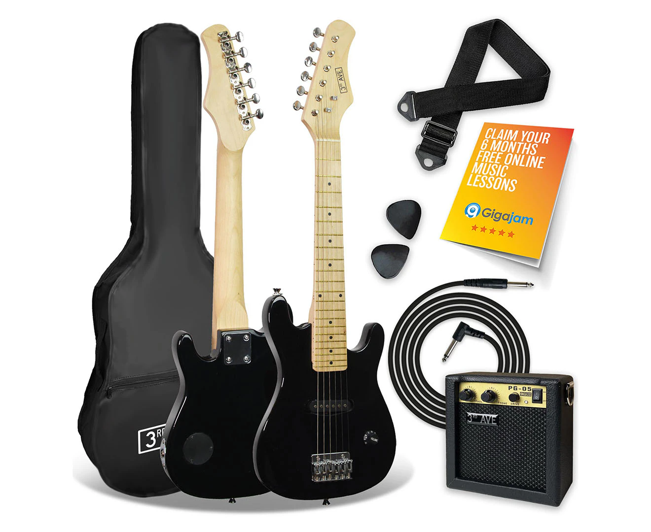 3rd Avenue Junior Electric Guitar Pack - Black