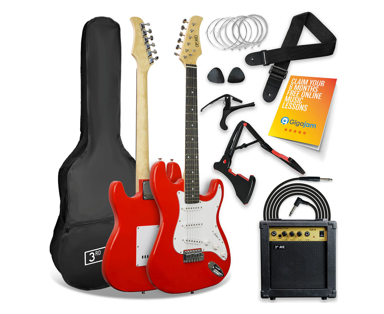 3rd Avenue Electric Guitar Pack - Red