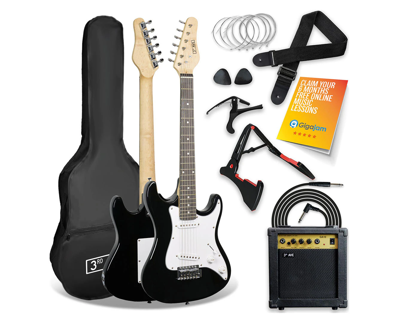 3rd Avenue 3/4 Size Electric Guitar Pack - Black