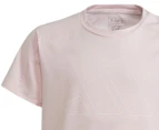 Adidas Girls' Essentials AEROREADY Logo Tee / T-Shirt / Tshirt - Pink/White