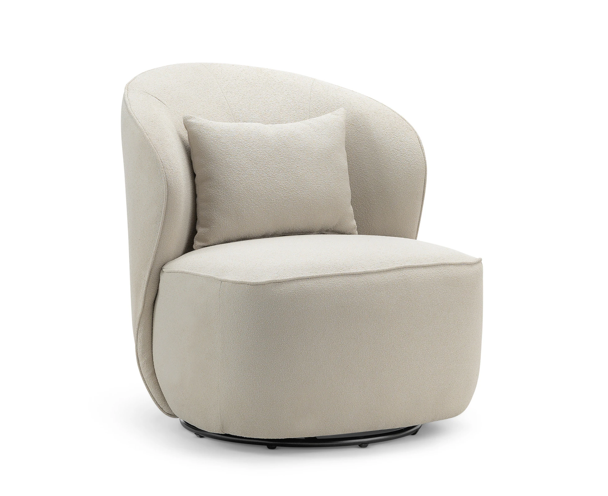 Zuri Swivel Lounge Chair in Taupe Bouclé