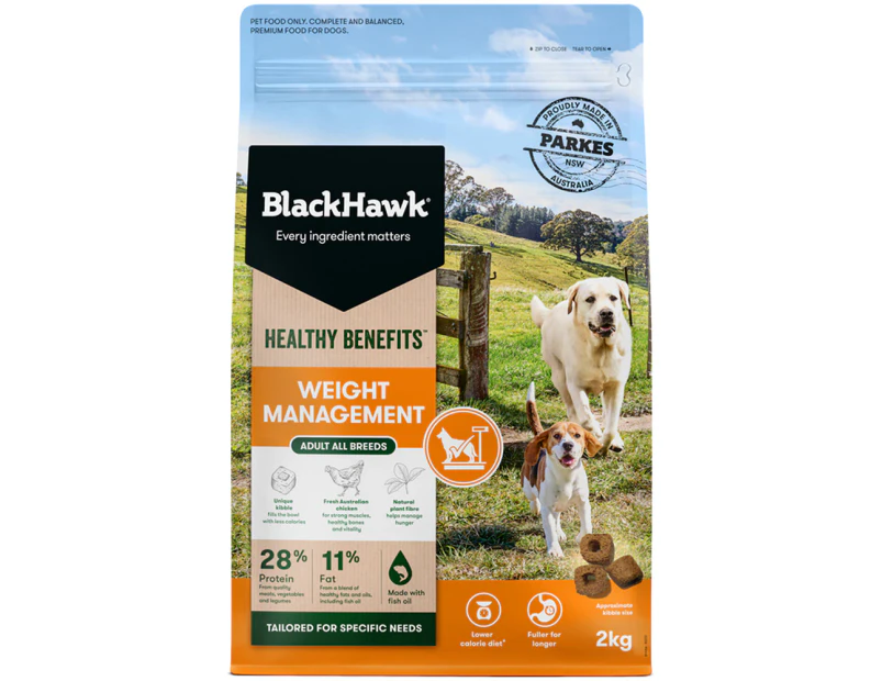 Black Hawk Healthy Benefits Weight Management Dry Adult Dog Food 2kg