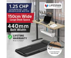 Lifespan Fitness V-FOLD Treadmill with ErgoDesk Automatic Standing Desk 1500mm in Oak/Black with Cable Management