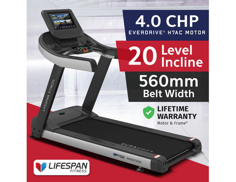 Lifespan Fitness Marathon Commercial Treadmill 20km/h 560mm Belt Width Running Jogging Exercise Machine Home Gym Fitness Equipment