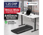 Lifespan Fitness V-FOLD Treadmill with ErgoDesk Automatic Standing Desk 1800mm in White/Black