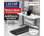Lifespan Fitness V-FOLD Treadmill with SmartStride 12km/h 440mm Belt Width + ErgoDesk Automatic White Standing Desk 1800mm and Cable Management Tray