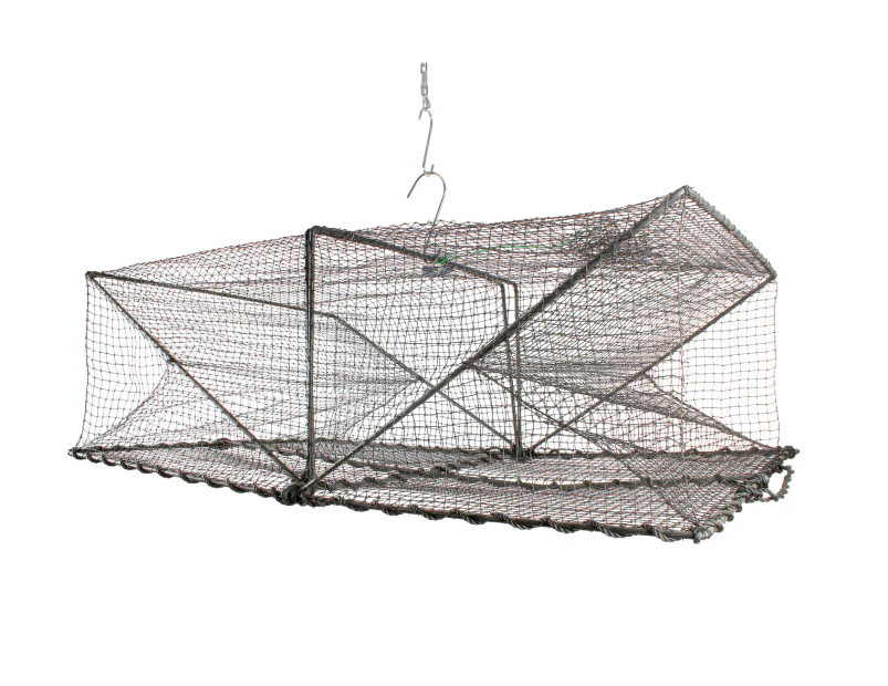 Fishteck 88x59cm Rectangular Yabbie Shrimp/Crab Trap Outdoor Fishing Cage  Black