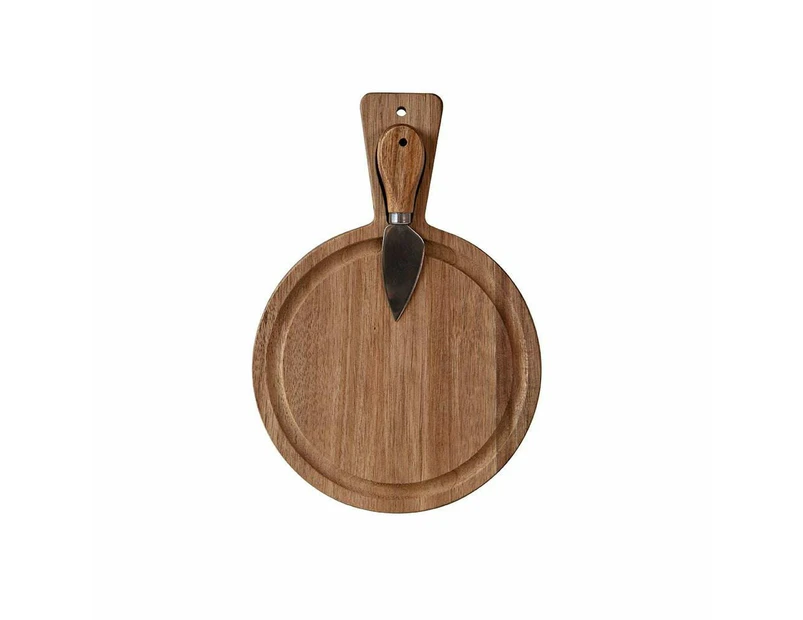 Alex Liddy Acacia Mini Round Serving Board with Knife Size 18cm