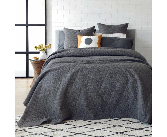 Alex Liddy Edit Triangle Quilted Coverlet  250cmX240cm MyHouse - Graphite