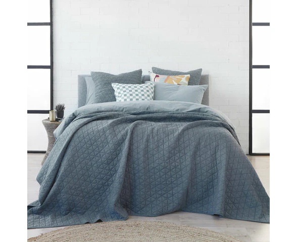 Alex Liddy Edit Triangle Quilted Coverlet  250cmX240cm MyHouse - Chambray