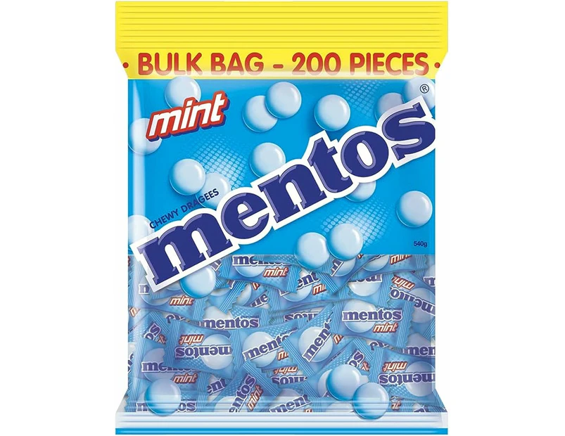 200pc Mentos 540g Single Serve Pillowpack Minty Freshness Bulk Bag Confectionery