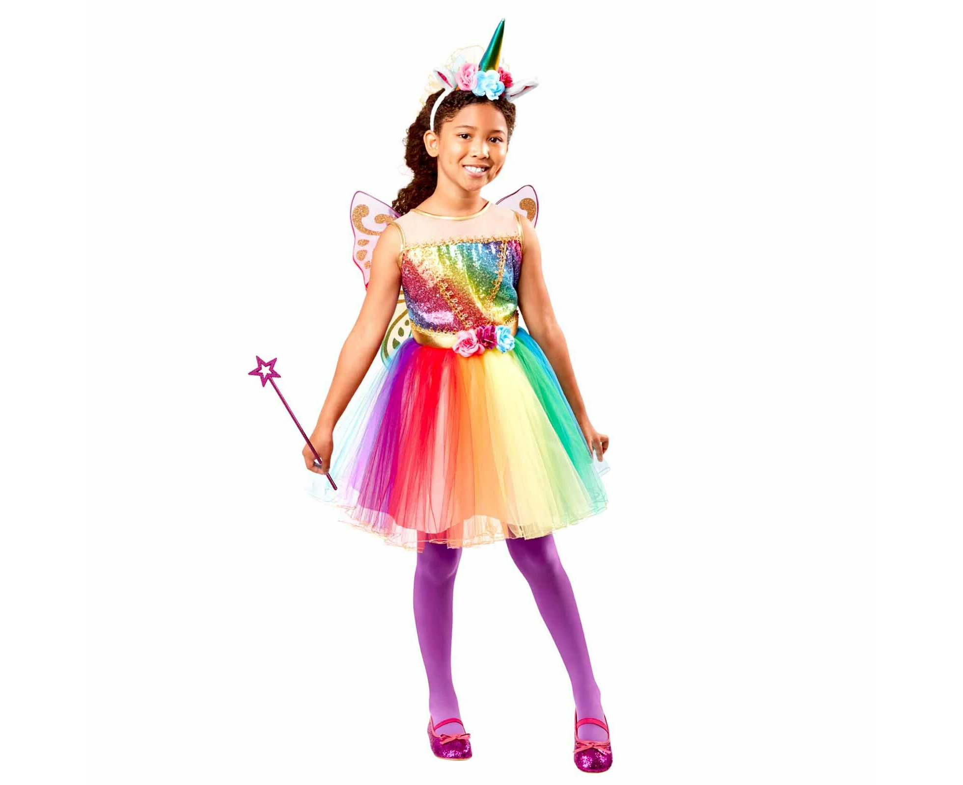 4pc Rubies Size M Unicorn Rainbow Tutu Kids/Girls Costume Set Dress Up Party