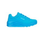 Girls Skechers Uno Ice Aqua Comfy Kids Running Shoe Synthetic - Aqua