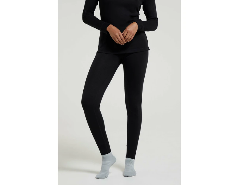 Mountain Warehouse Women Thermal Baselayer Pants Lightweight Trousers Ladies - Black